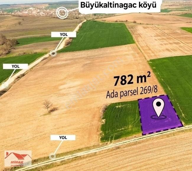 Meriç Büyükaltıağaç Köyü Satılık Tarla EDİRNE MERİÇTE BÜYÜKALTINAĞAÇ KÖYÜ MUSTAKİL TAPULU 782m² TARLA