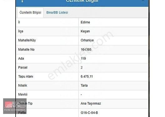 Keşan Orhaniye Köyü Satılık Tarla KEŞAN ENEZ YOLUNA İKİNCİ PARSEL ORHANİYE'DE SATILIK 6475m2 ARAZİ