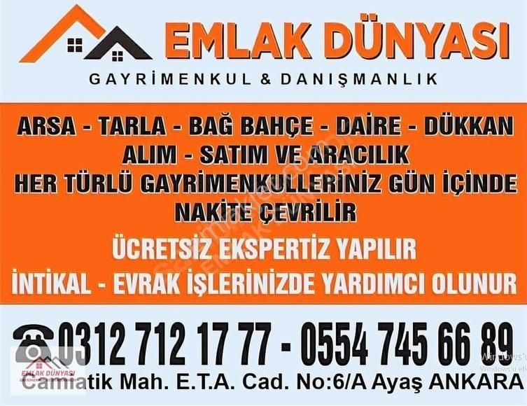 Ayaş Gökçebağ Satılık Tarla AYAŞTA ASFALT KENARI SÜPER KONUMDA 12.377 m2 TARLA