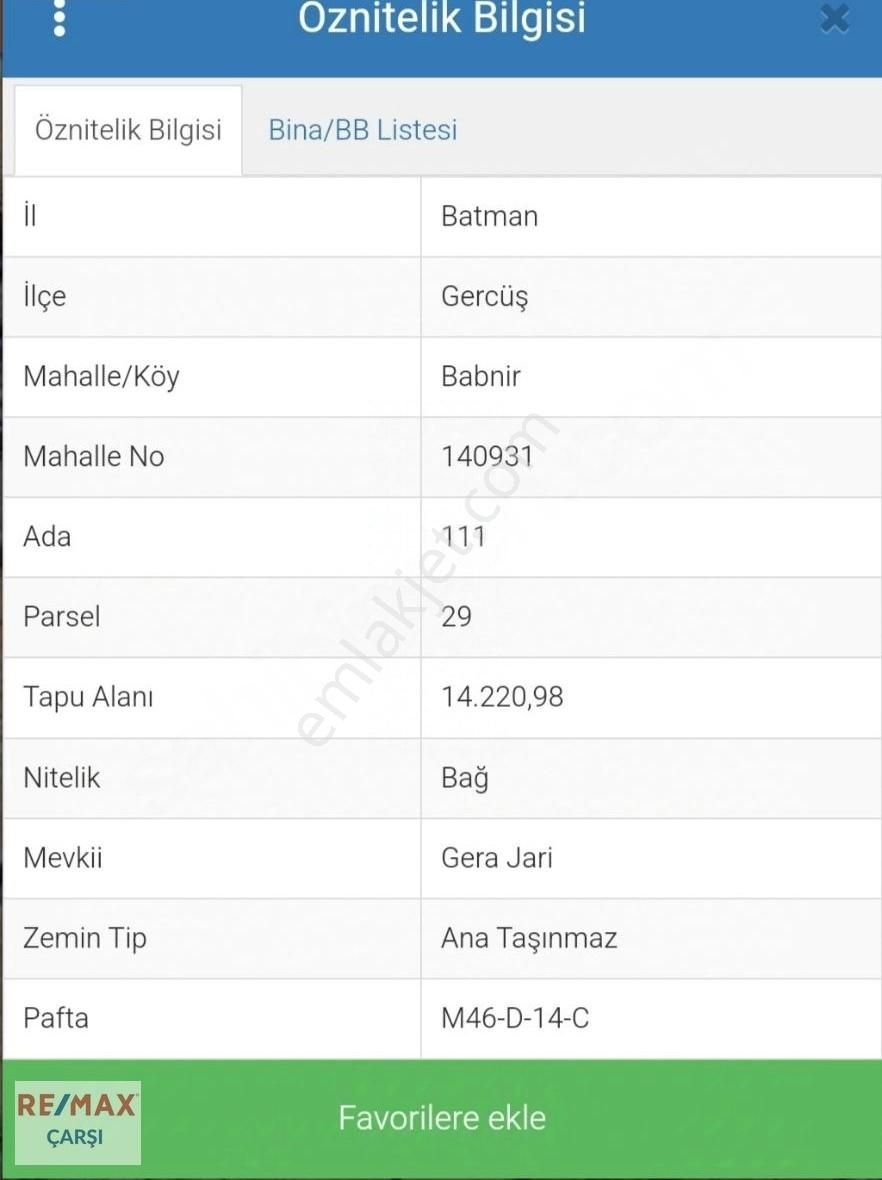 Gercüş Babnir Köyü Satılık Bağ & Bahçe REMAX ÇARŞI OFİSİ'NDEN BATMAN GERCÜŞTE 14.220.98 M2 SATILIK BAĞ