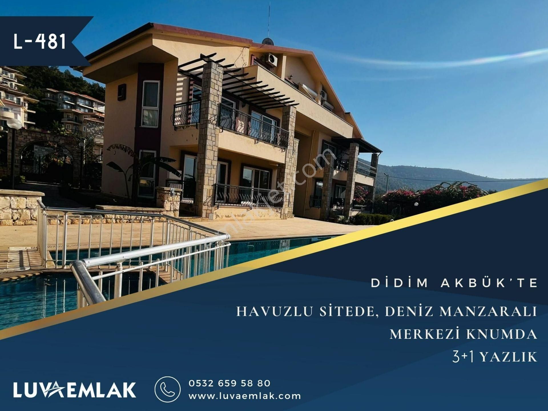 Didim Akbük Satılık Yazlık DİDİM AKBÜK’TE HAVUZLU SİTEDE MERKEZİ KONUMDA DENİZ MANZARALI 3+1 YAZLIK