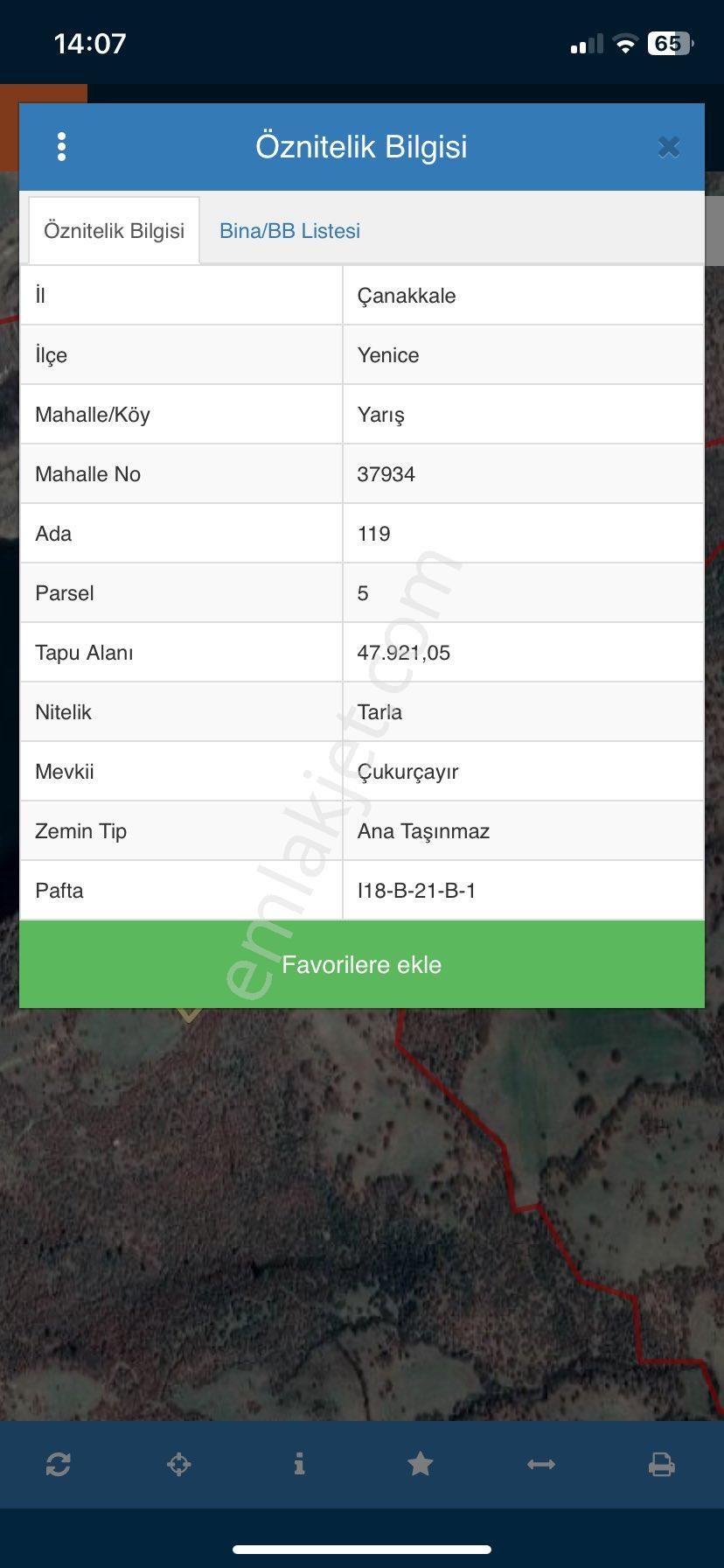 Yenice Yarış Köyü Satılık Tarla  ÇANAKKALE YENİCE YARIŞ KÖYÜNDE SATILIK ARSA