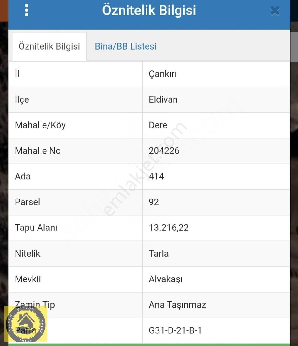 Eldivan Dere Satılık Tarla VİZYON EMLAK'TAN ELDİVAN HER BÖLGESİNDE ÇEŞİTLİ ARSA VE TARLALAR