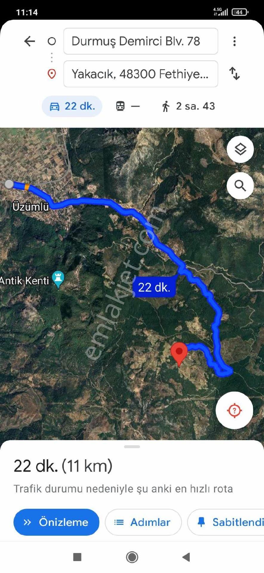 Fethiye Yakacık Satılık Tarla Orman kenarı 823 M2 tarla yakacıkta