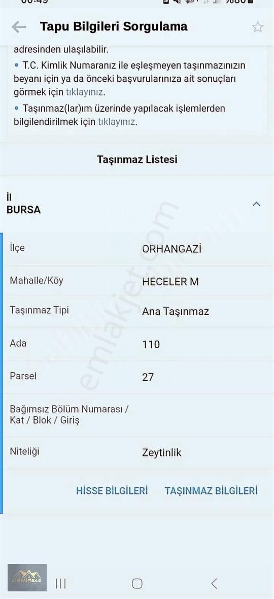 Orhangazi Heceler Satılık Tarla Demirbaş Gayrimenkulden İznik Gölü Manzaralı Hobi Bahcesi