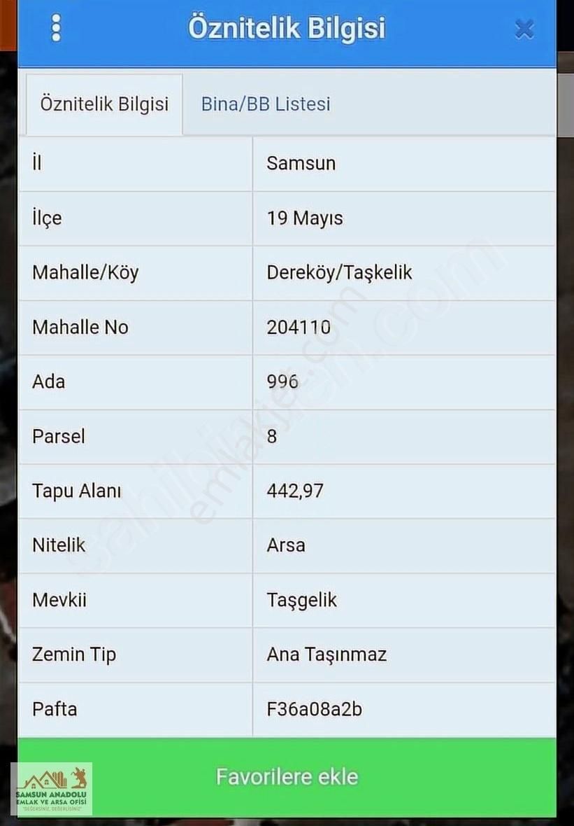 19 Mayıs Dereköy Satılık Villa İmarlı SAMSUN 19 MAYIS DEREKÖY TAŞKELİK'TE DENİZ MANZARALI SATILIK ARSA