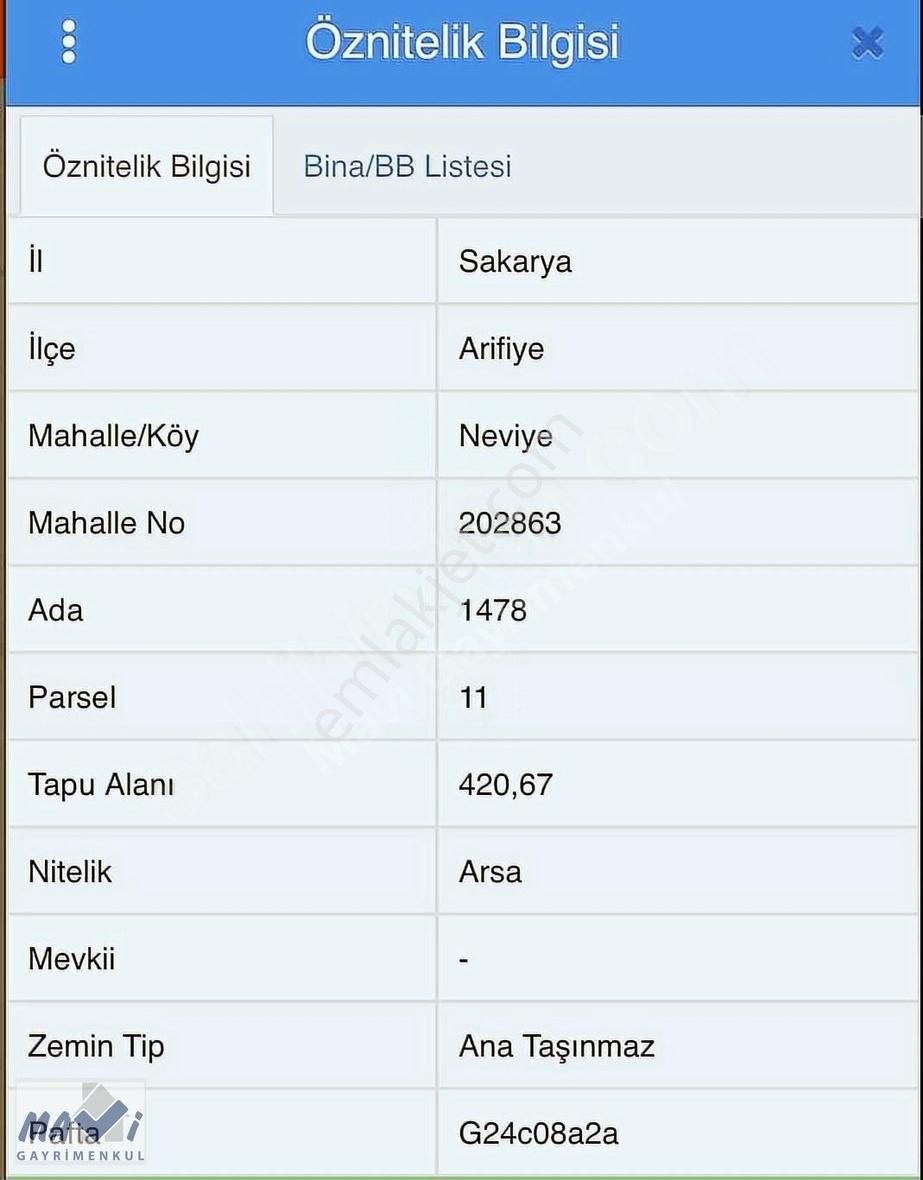 Arifiye Neviye Satılık Konut İmarlı MaVi'den Arifiye Neviye Mahallesi'nde 420 m² Konut İmarlı Arsa