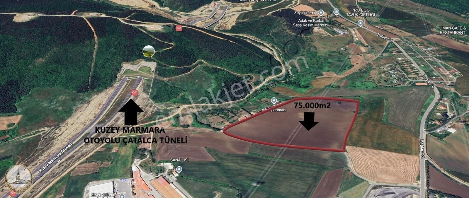 Çatalca İnceğiz Satılık Tarla İstanbul House'dan Çatalca İnceğiz'de 75.000m2 Tamamı Satılık