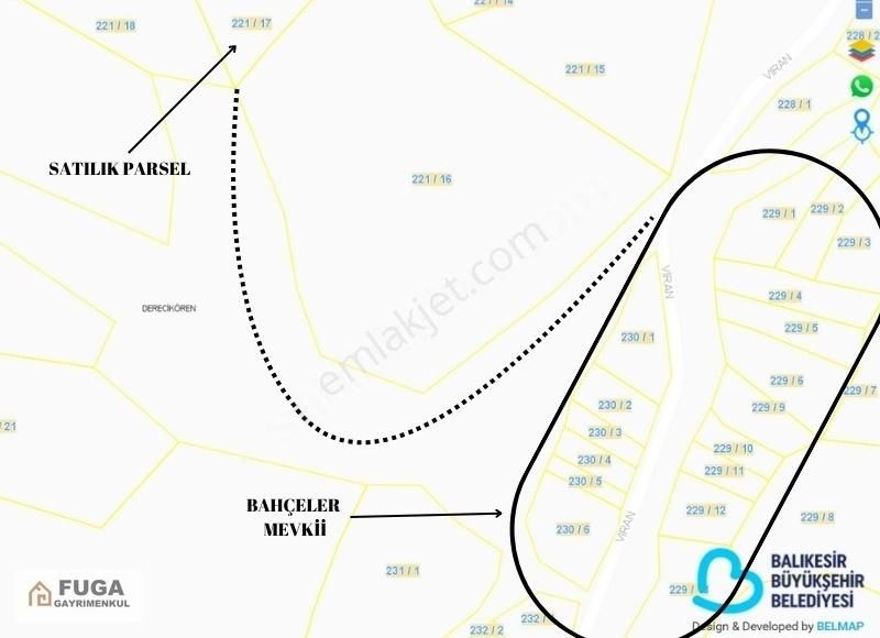 Sındırgı Derecikören Satılık Tarla Derecikören'de Kocadere Bahçeler Mevki | 6616m² | Tek Tapu Tarla