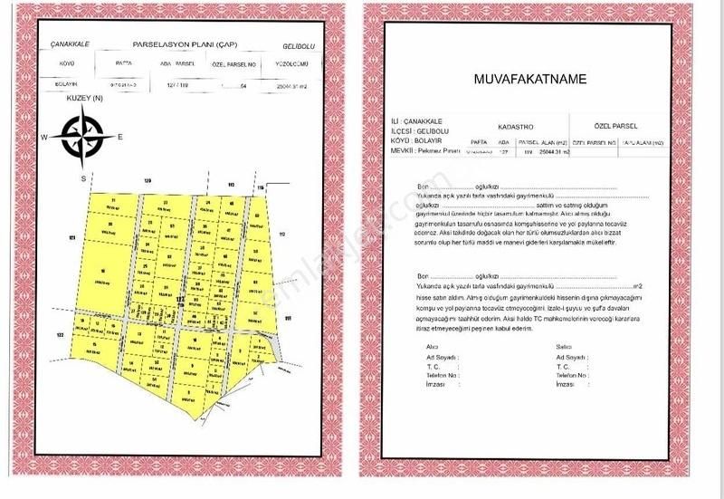 Gelibolu Bolayır Köyü (Gazi Süleyman Paşa) Satılık Tarla Çanakkale Bolayırda Deniz Manzaralı İmara Yakın Satılık Arsa