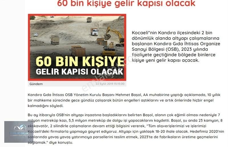 Kandıra Kubuzcu Satılık Tarla YOL SORUNU YOK ELK SU VAR ETRAFI BETON DİREK TEL ÖRGÜ ÇEVİRİLİ