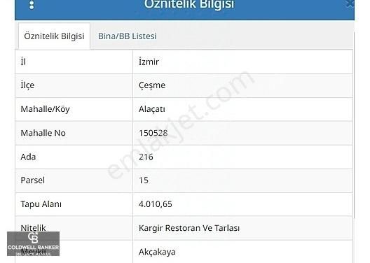 İzmir Çeşme Satılık Sit Alanı İZMİR ÇEŞME ALAÇATI SATILIK ARSA