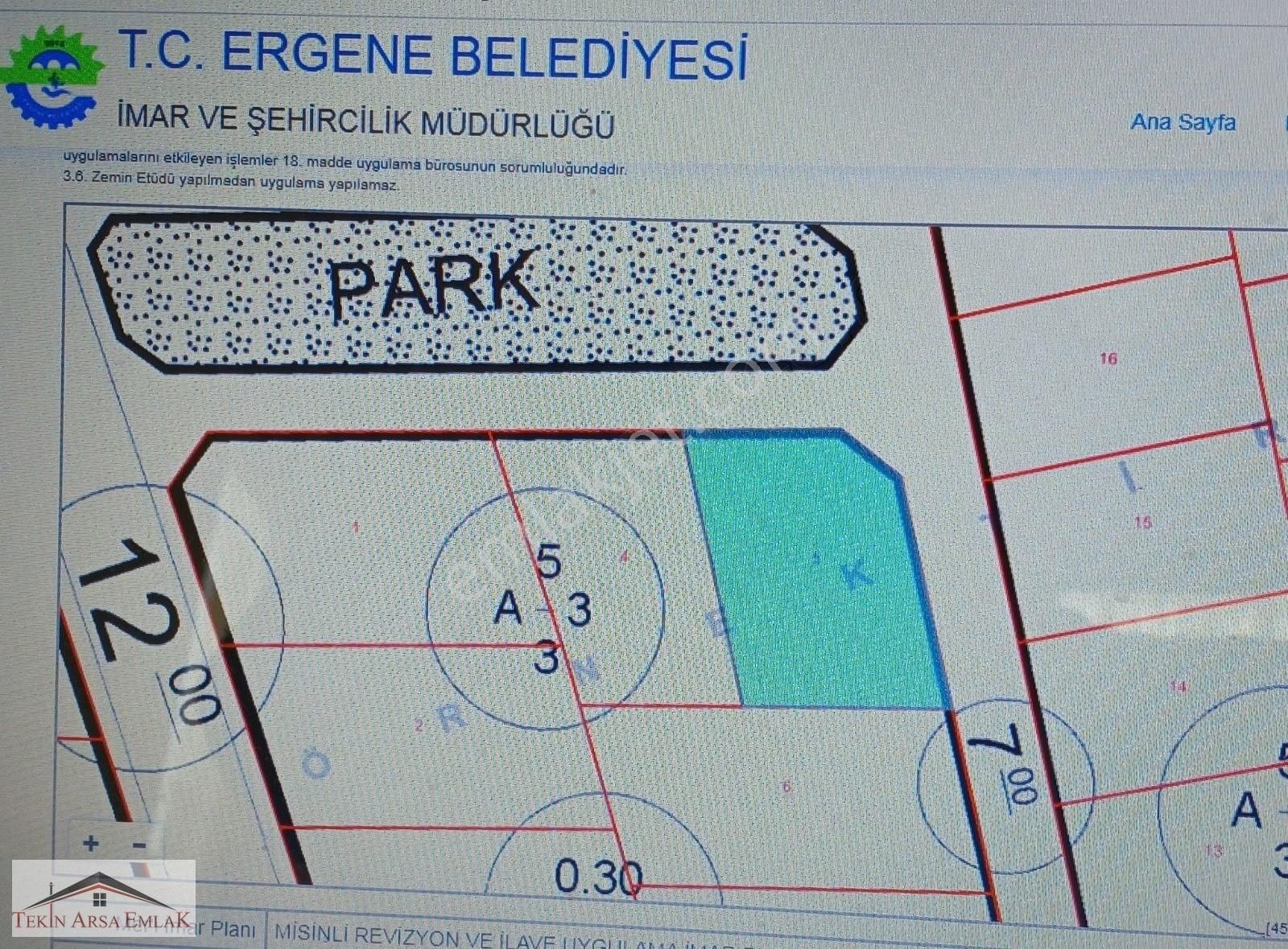 Ergene Misinli Satılık Konut İmarlı ERGENE MİSİNLİ de ÜÇ KAT İMAARLI İFRAZLI MUSTAKİL TAPULU