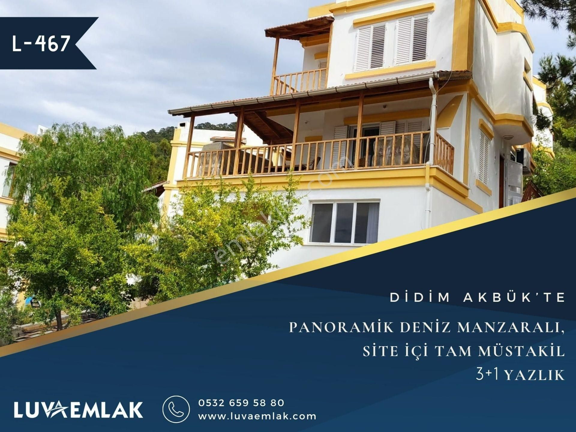 Didim Akbük Satılık Yazlık  DİDİM AKBÜK'TE PANORAMİK DENİZ MANZARALI SİTE İÇİ TAM MÜSTAKİL MASRAFSIZ 3+1 YAZLIK