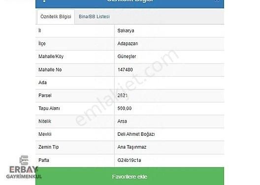 Sakarya Adapazarı Satılık Ticari İmarlı Erbays Gayrimenkul'den Güneşler Mah.Satılık Arsa