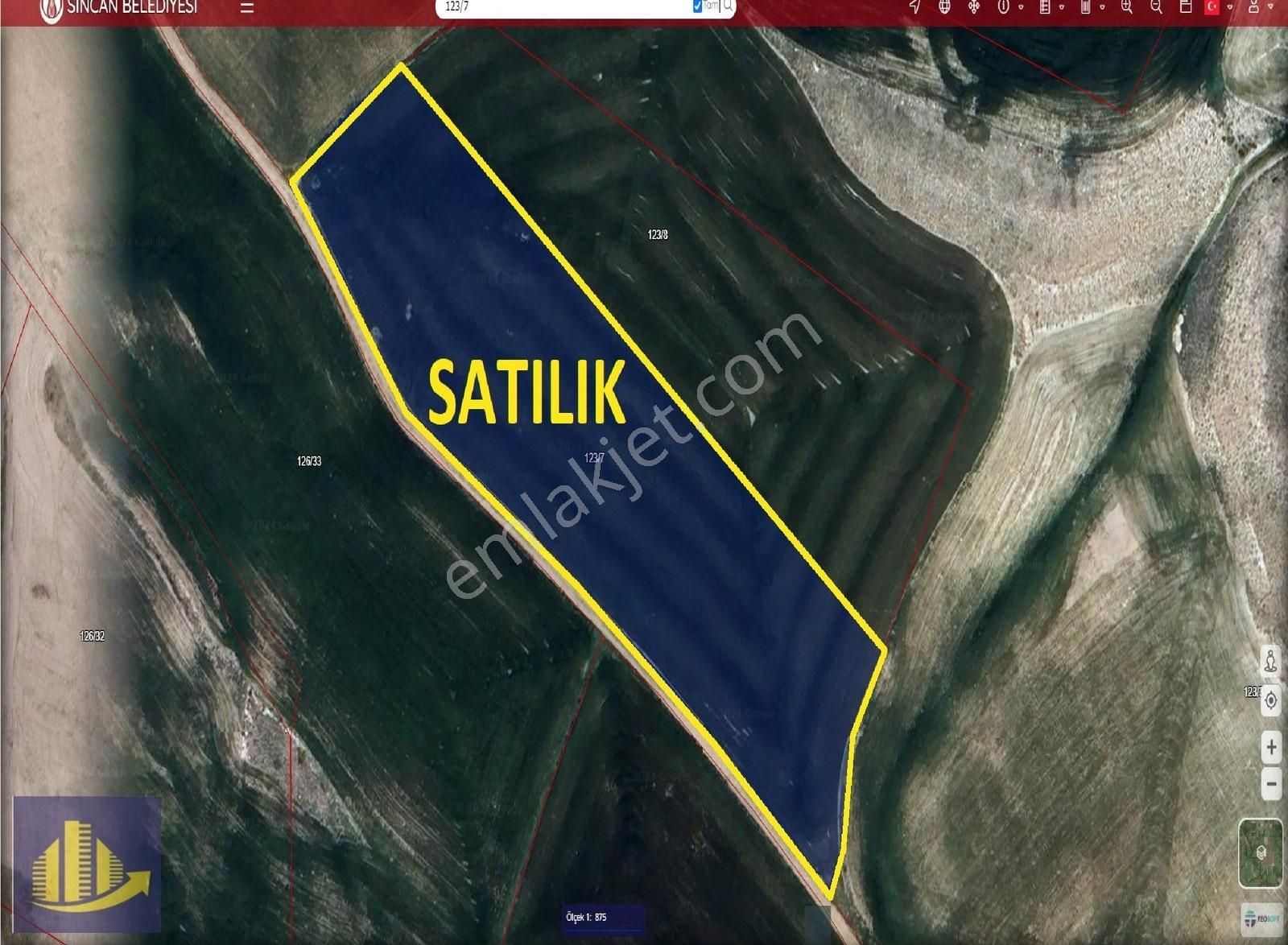 Sincan Polatlar Satılık Tarla Polatlarda Peçenek Sınırı Kadastro yoluna cephe 1900m² Arazi