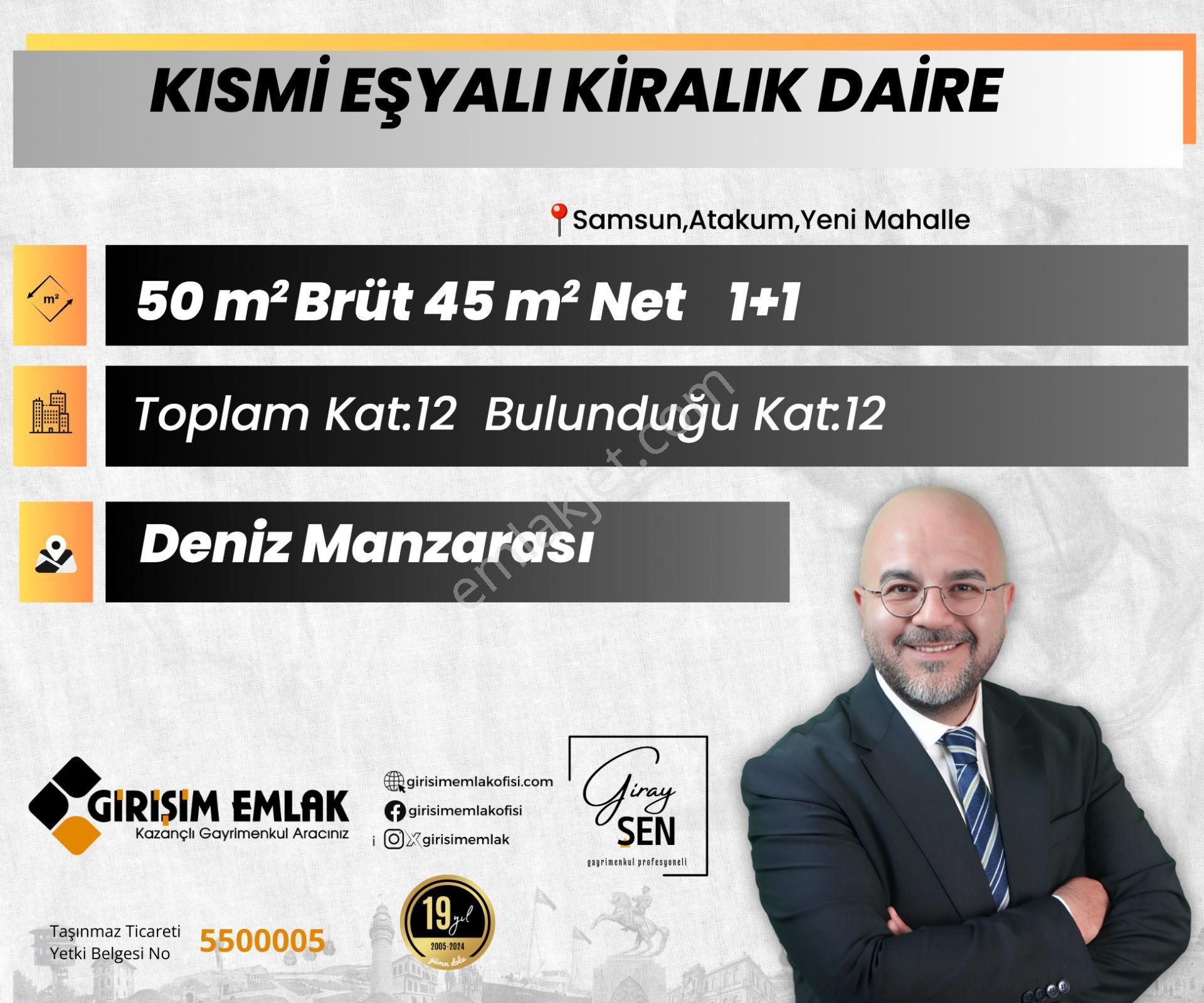 Atakum Yenimahalle Kiralık Daire  ATAKUM REZİDANS KISMİ EŞYALI MANZARALI 1+1 KİRALIK