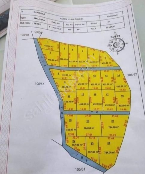 Malkara Tekkeköy Satılık Tarla Tekirdağ Malkara Tekkeköy köyünde