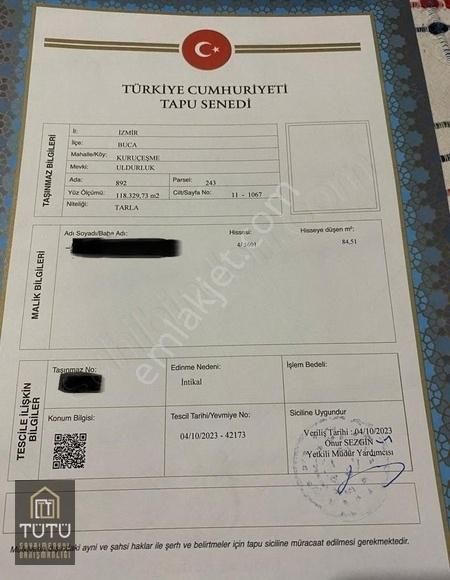 Buca Olduruk Sanayi Bölgesinde 289,43m2 Satılık Hisse Tapu Tarla - Görsel 8