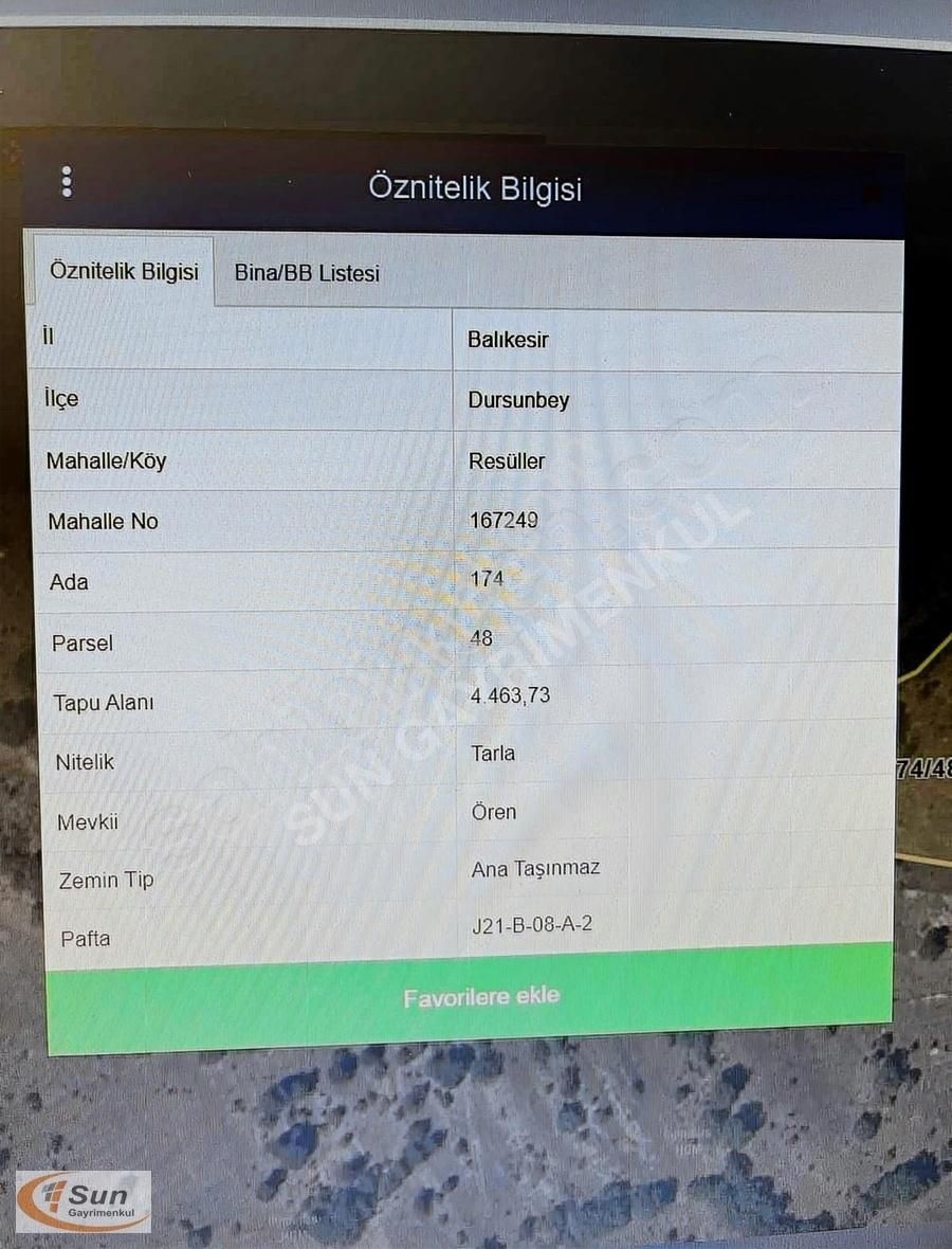 Dursunbey Resüller Satılık Tarla SUN GAYRİMENKUL'DEN YATIRIMLIK ARSA YOLU OLAN ANA YOLA 252 M