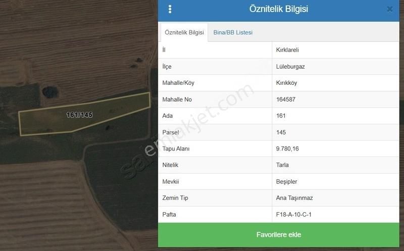 Lüleburgaz Kırıkköy Köyü (Hürriyet) Satılık Tarla Satılık Lüleburgaz'da 9.780 M² Tarla E5 Karayoluna 600 M.