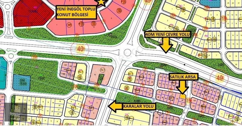 İnegöl Akhisar Satılık Konut İmarlı MİRAÇ EMLAKTAN AKHİSARDA 250M² 3.5 KAT İMARLI KÖŞE KUPON ARSA