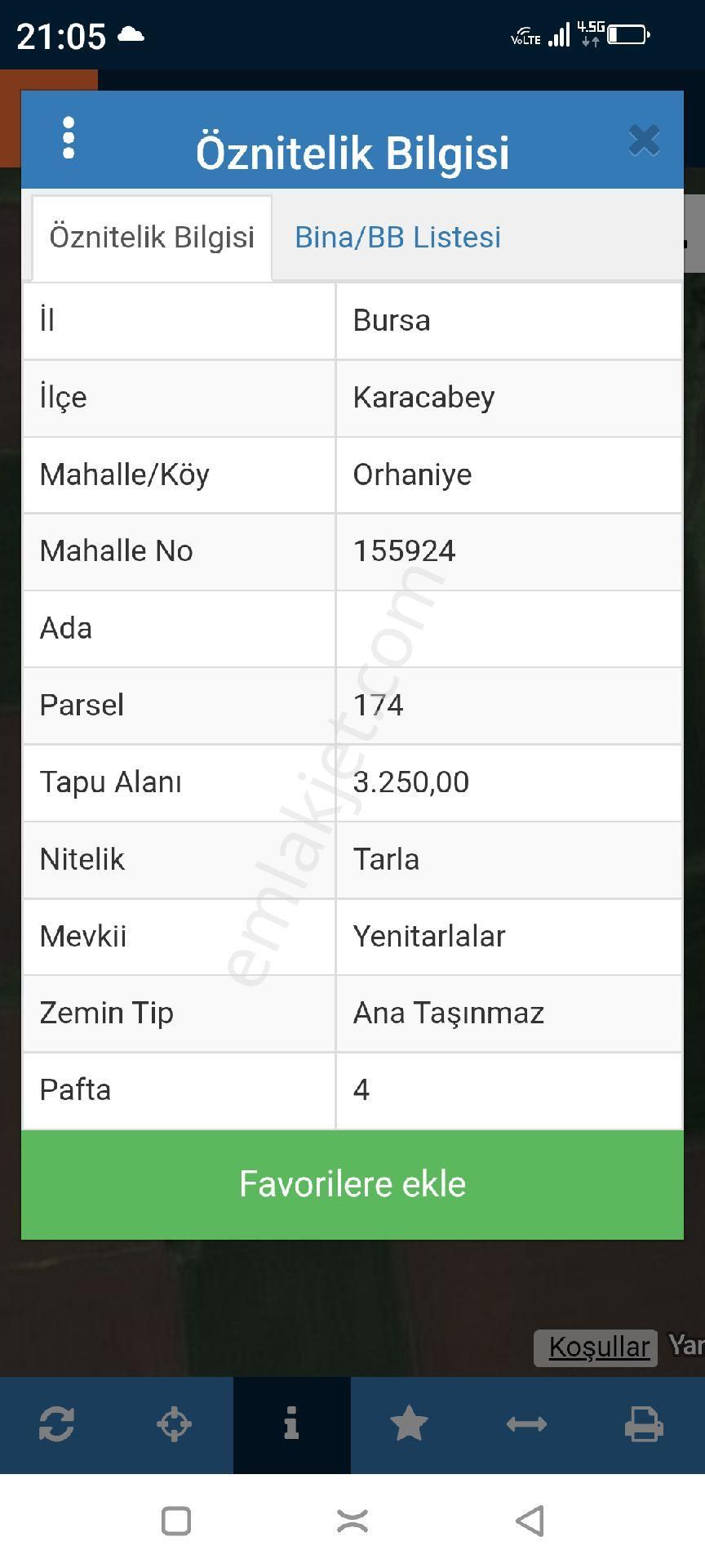 Karacabey Orhaniye Satılık Tarla TOSAB VE TEKNOSAB YAKININDA ORHANİYE MAHALLESİ SATILIK 3250 Mt2 net tek tapu müstakil TARLA