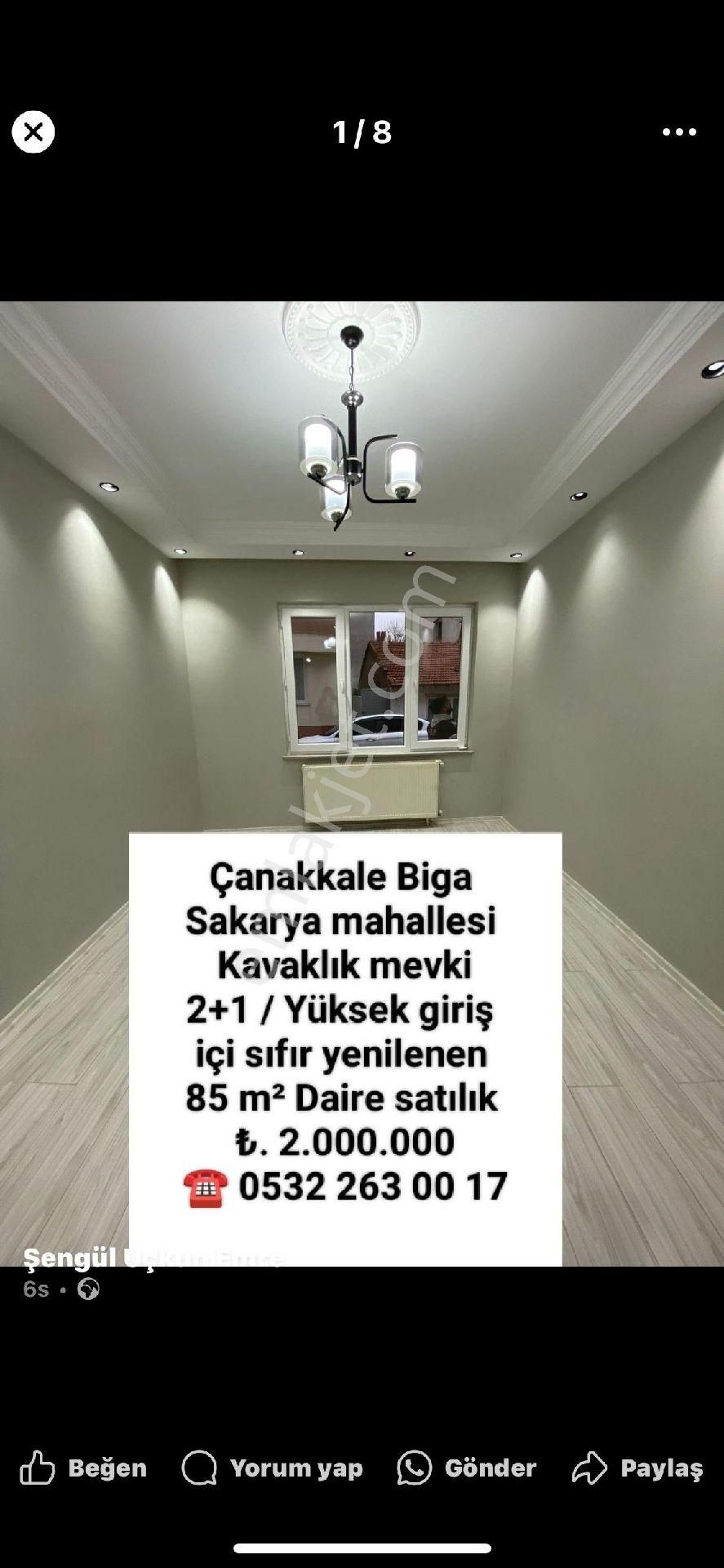 Biga Sakarya Satılık Daire ÇANAKKALE BİGA SATILIK SAKARYA MAHALLESİ KAVAKLIK MEVKİ / 2+1 /