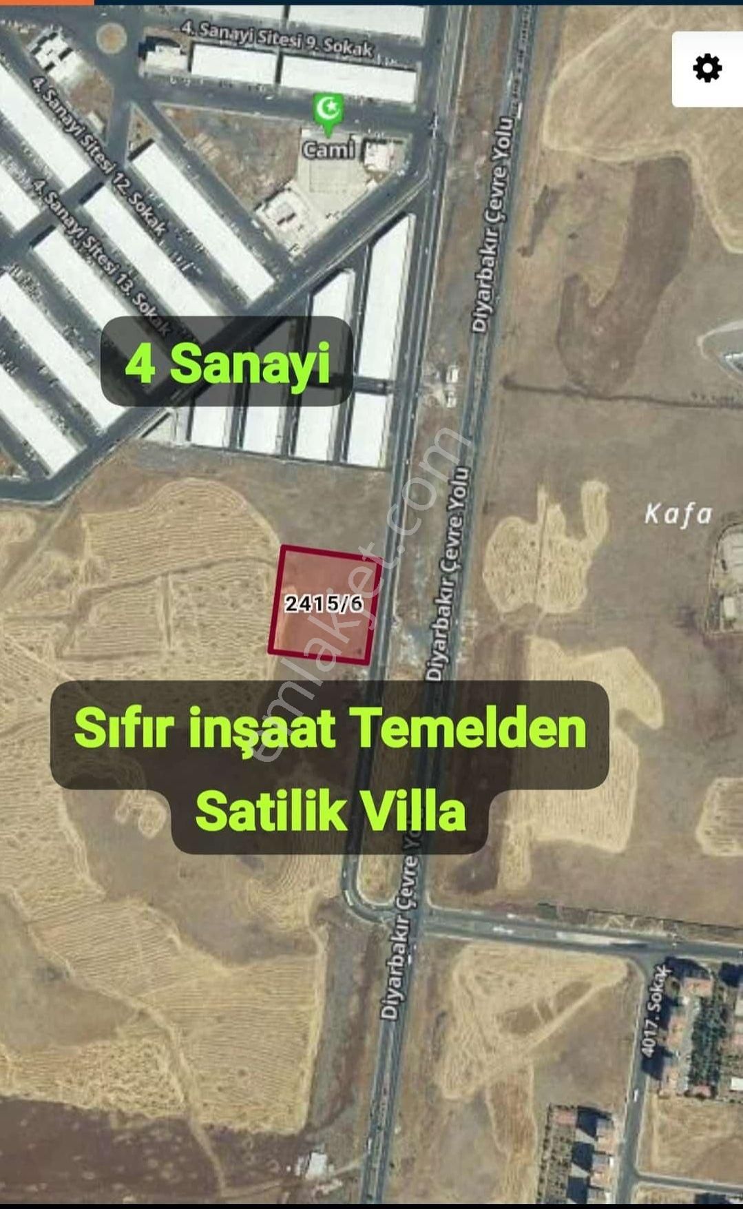 Kayapınar Talaytepe Satılık Daire Daire fiyatına temelden satılık villa