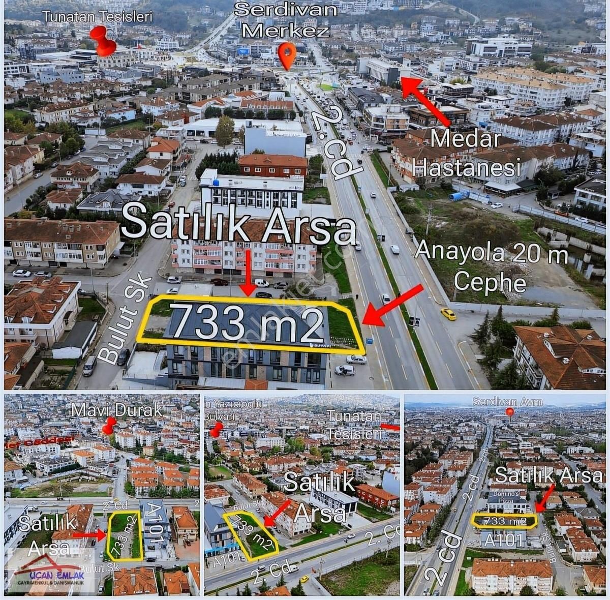 Sakarya Serdivan Satılık Ticari İmarlı HARİKA LOKASYON 3 YOL CEPHELİ ARSA