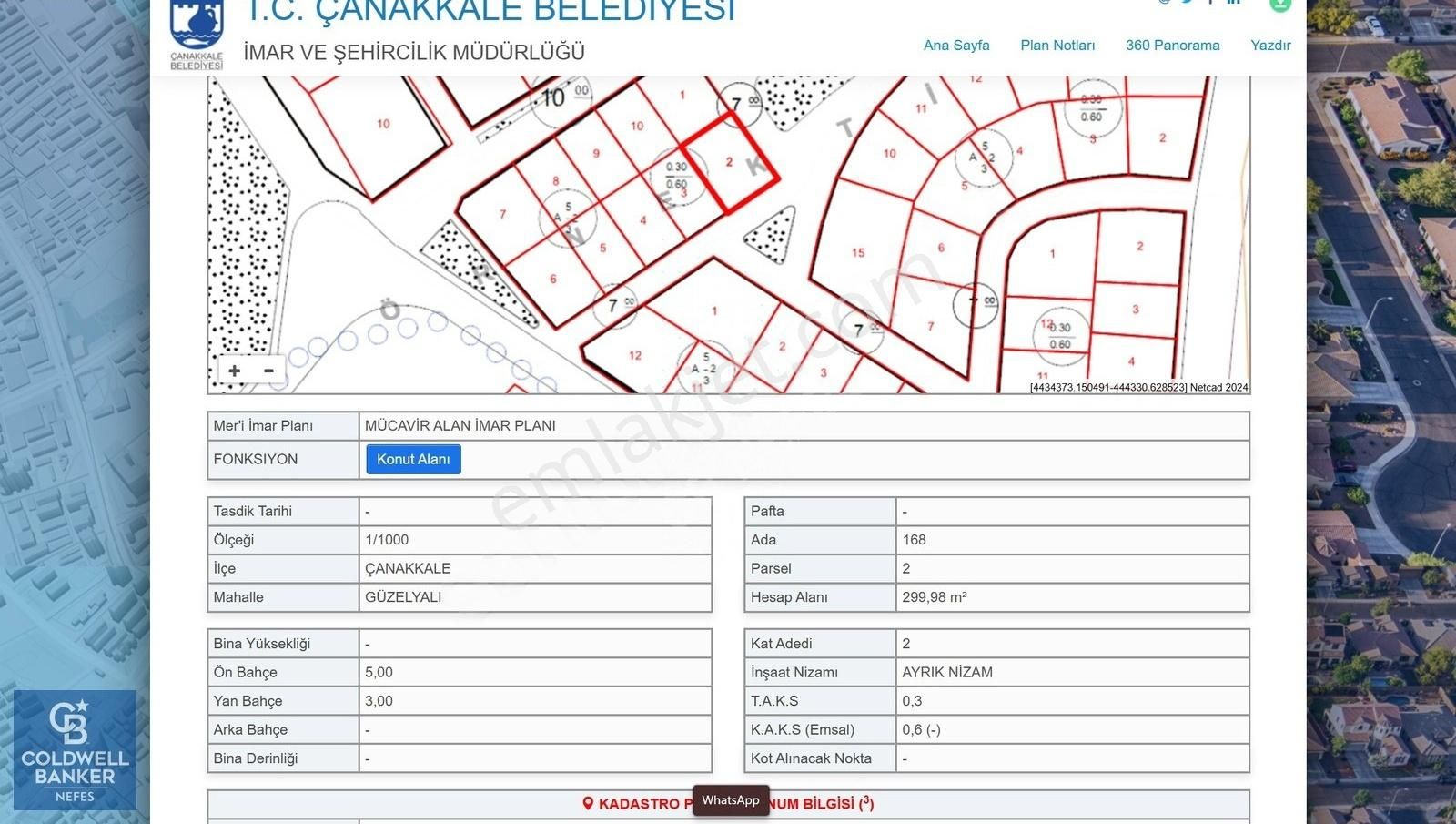 Çanakkale Merkez Güzelyalı Köyü Satılık Villa İmarlı Çanakkale Güzelyalı Deniz Manzaralı İmarlı Satılık 300 m² Arsa