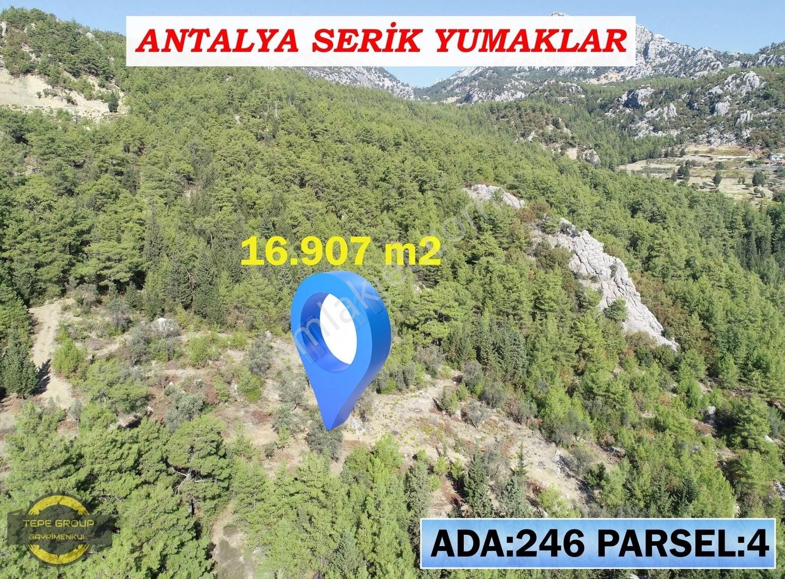 Serik Yumaklar Satılık Tarla Antalya Serik Yumaklarda 16907 M2 Tek Tapu Satılık Tarla