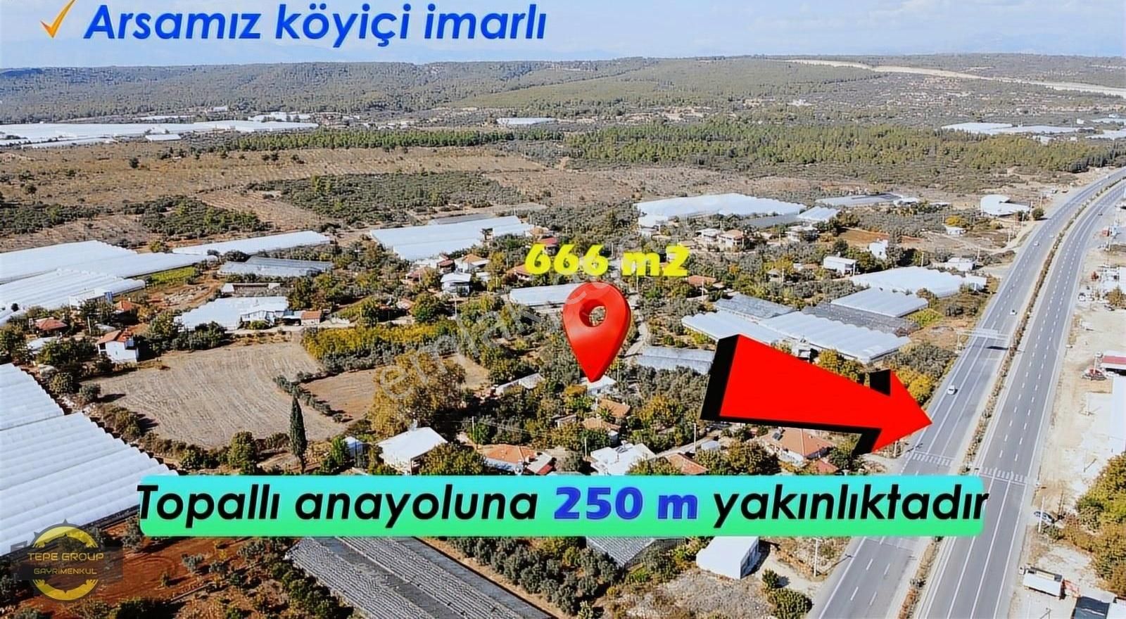 Aksu Topallı Satılık Konut İmarlı ANTALYA AKSU TOPALLI'DA YAPI KAYIT BELGELİ 666 M2 SATILIK ARSA