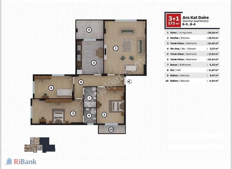 Başiskele Paşadağ Satılık Daire RİBANKTAN SİTE İÇİ SATILIK 3+1 ARAKAT 173 M2 GENİŞ DAİRE