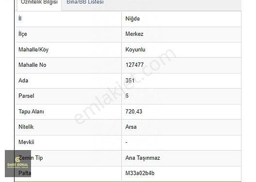 Niğde Niğde Merkez Satılık Villa İmarlı E.GÖKAL Koyunlu AnaYola Sıfır Mükemmel Konumda SATILIK ARSALAR