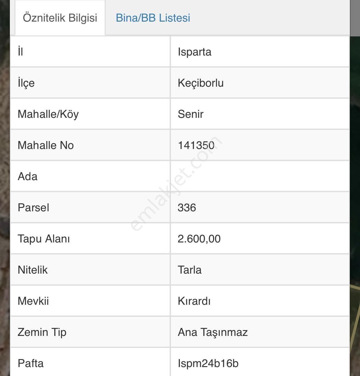 Keçiborlu Senir Bld. (Cumhuriyet) Satılık Tarla Ispartanın En Uygun Kelepir 2600m2 Yatırımlık Tarlası