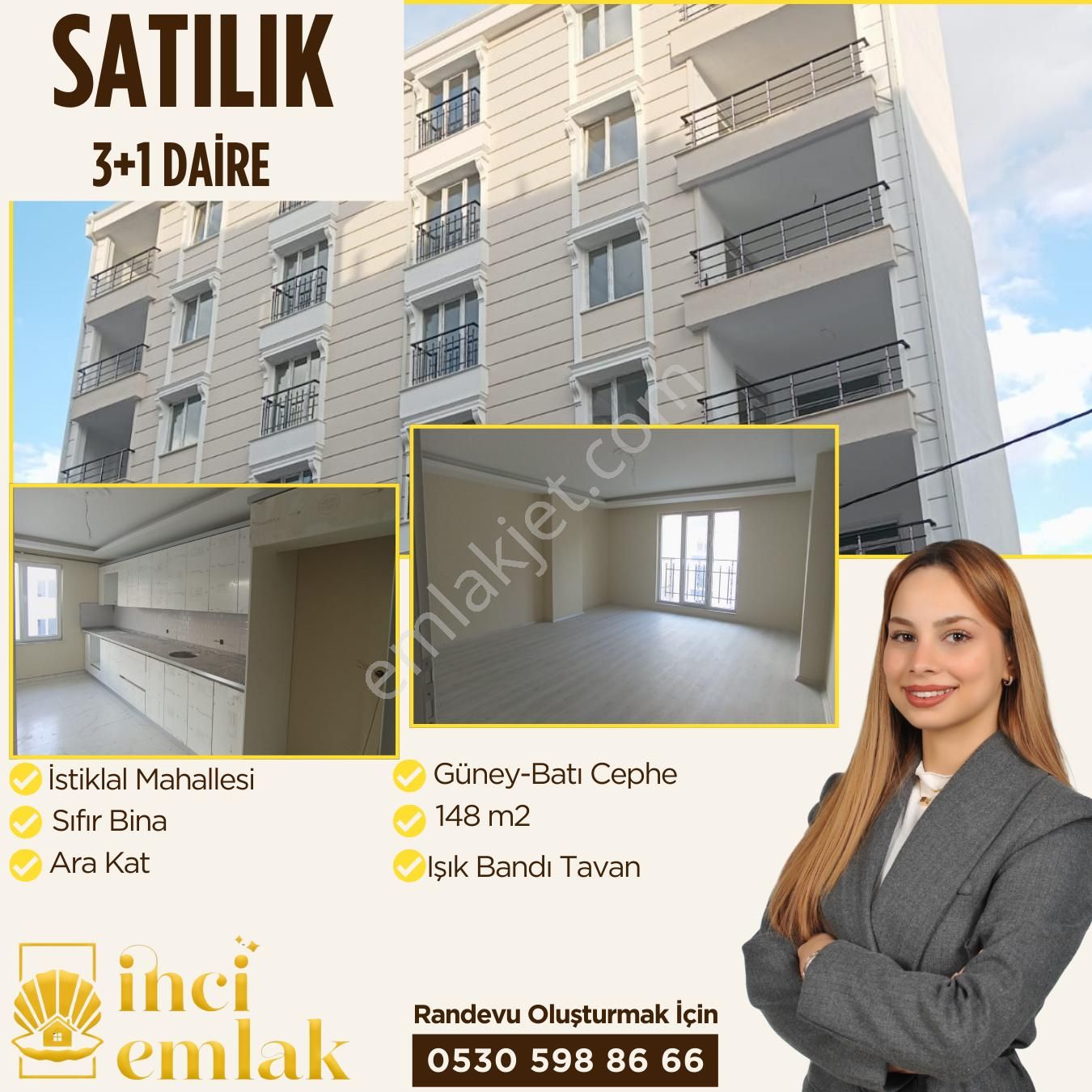 Ortaköy İstiklal Satılık Daire  İNCİ EMLAK'tan SATILIK 3+1 DAİRE