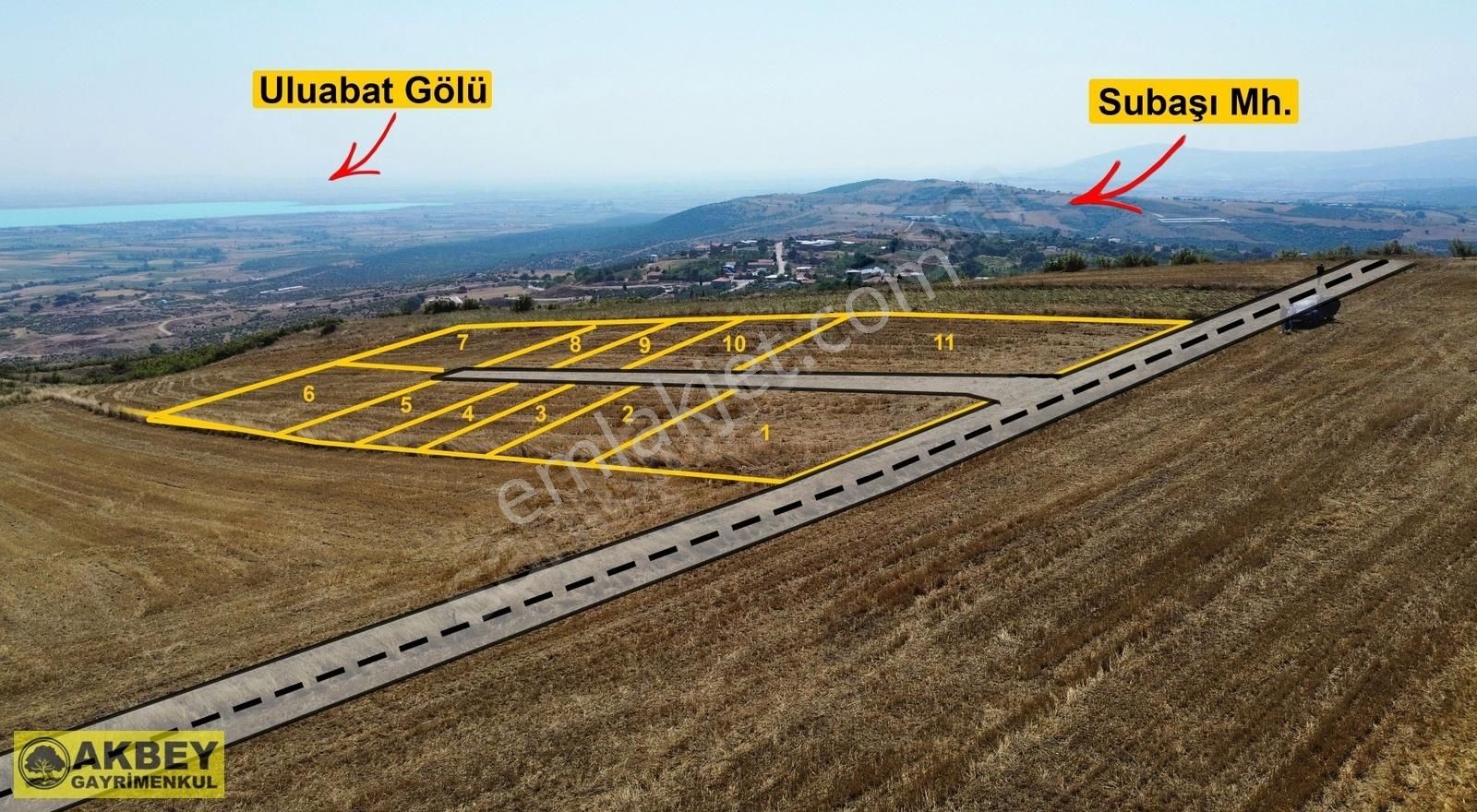 Karacabey Subaşı Satılık Tarla Akbey Gayrimenkul 'den Göl Manzaralı Kurulu Düzen Bahçeler