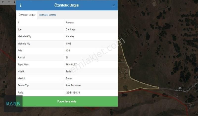 Çankaya Karataş Satılık Tarla ANKARA ÇANKAYA KARATAŞ DA YATIRIMLIK 1000M2 SATILIK