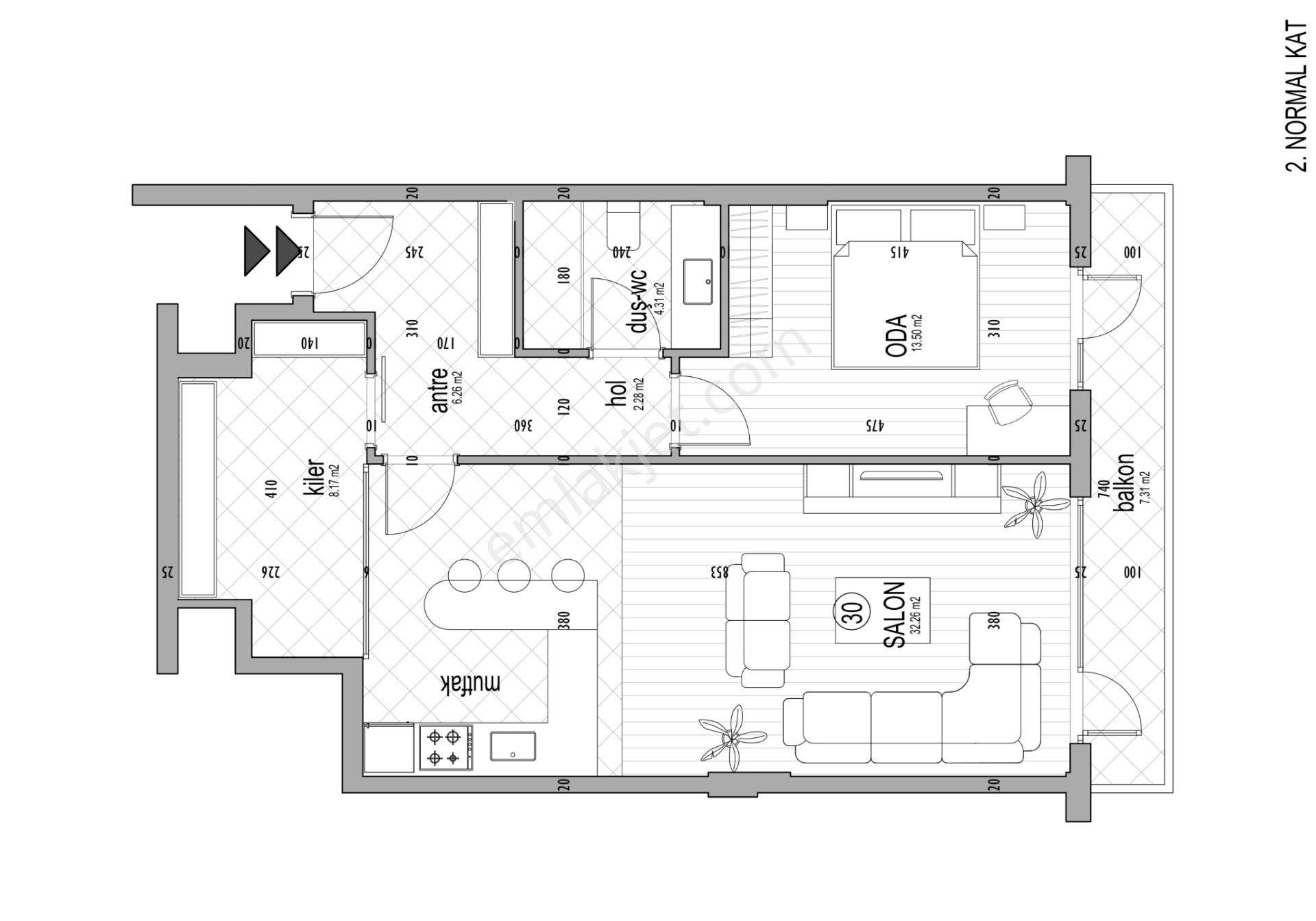 Çankaya Aziziye Satılık Daire  AYRANCIDA SIFIR BİNADA,%70 PEŞİNATLA SATILIK 1+1+ KİLERLİ DAİRE