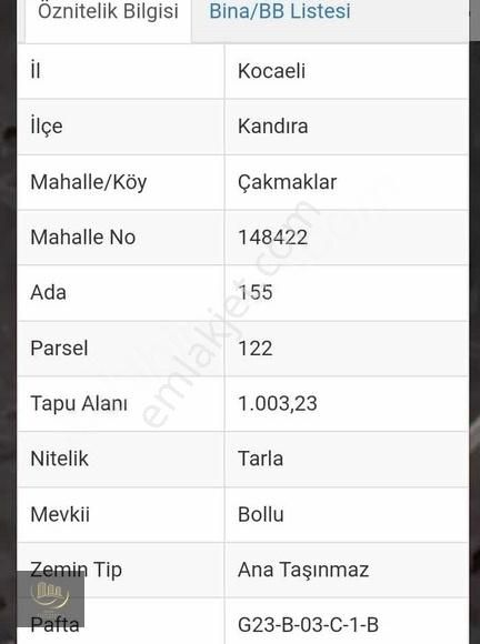 Kandıra Çakmaklar Satılık Tarla Kandıra Çakmaklarda 1003m2 Arsa