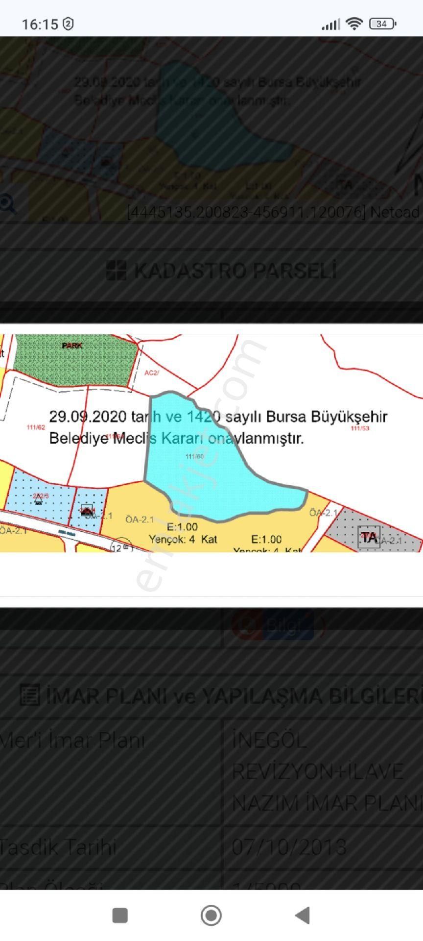 Bursa İnegöl Satılık Bağ & Bahçe EYLÜL EMLAK TAN.BURSA İNEGÖL KARALAR İMAR YANINDA SATILIK YATIRIM İCİN UYGUNDUR 