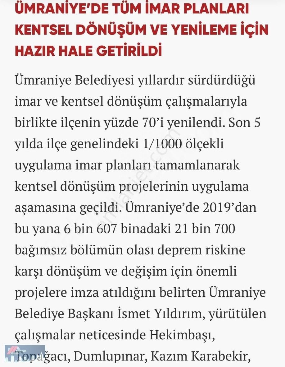 Ümraniye Dumlupınar Satılık Tarla Ümraniye Dumlupınar 113 M2 Tek Tapu Müstakil Parsel Satılık Arsa