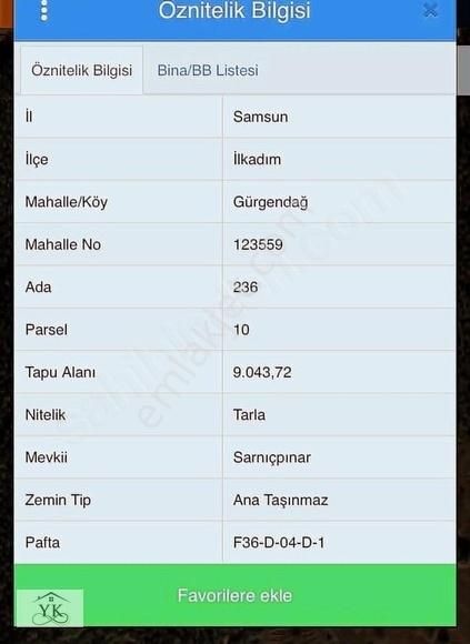 İlkadım Gürgendağ Satılık Tarla Yk Gayrimenkulden Gürgendağda Satılık 9 Dönüm Tarla