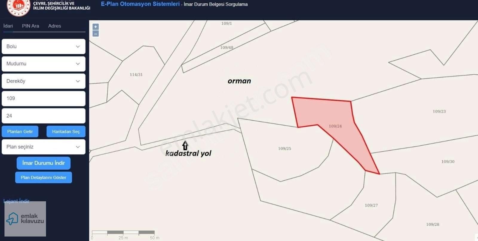 Mudurnu Dereköy Köyü Satılık Tarla BOLU MUDURNU DEREKÖY MEVKİİNDE YATIRIMLIK TEK PARSEL TARLA