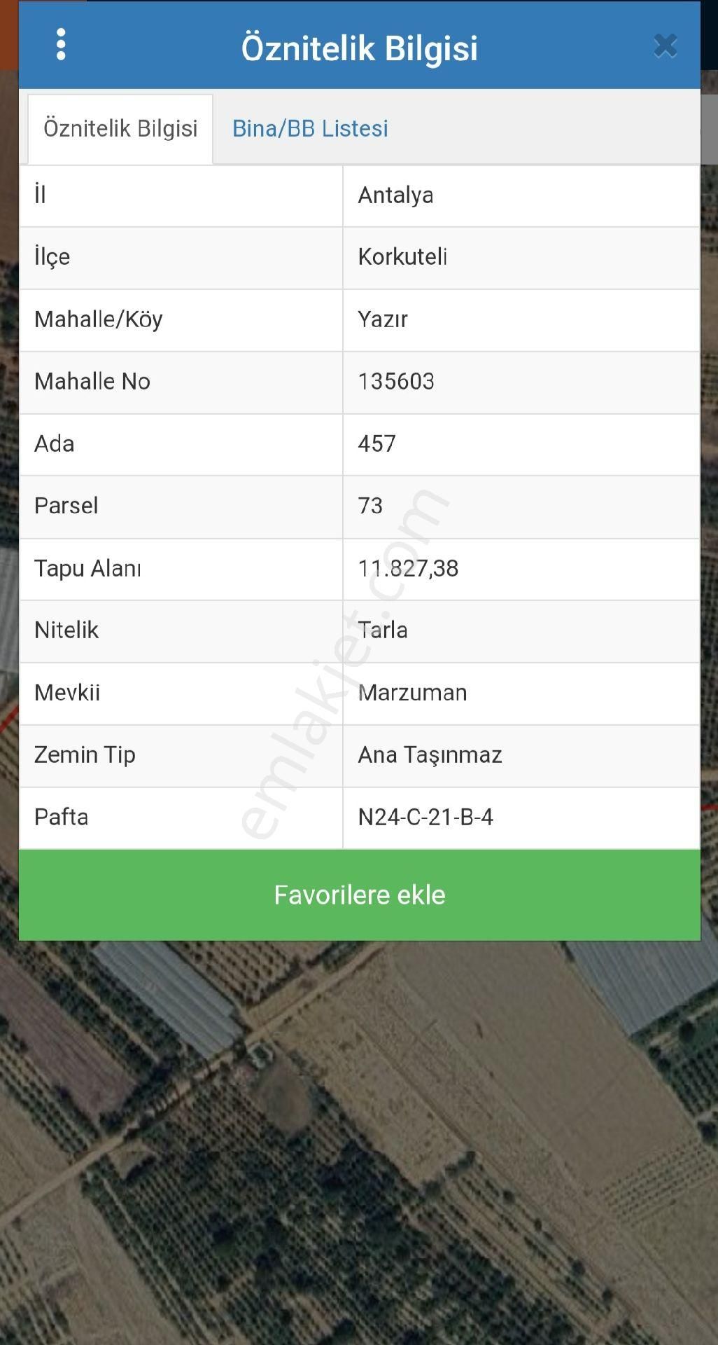 Korkuteli Yazır Satılık Tarla Korkuteli Yazır Mahallesinde 11.828 M² Satılık