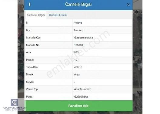 Yalova Merkez İsmet Paşa Satılık Villa İmarlı Cb Alesta'dan Yalova Merkezde Villa İmarlı Köşebaşı Arsa