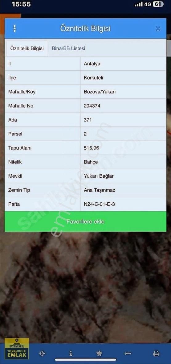 Korkuteli Bozova Mah 515 M2 Bahçe Harika Konum !!! - Görsel 7