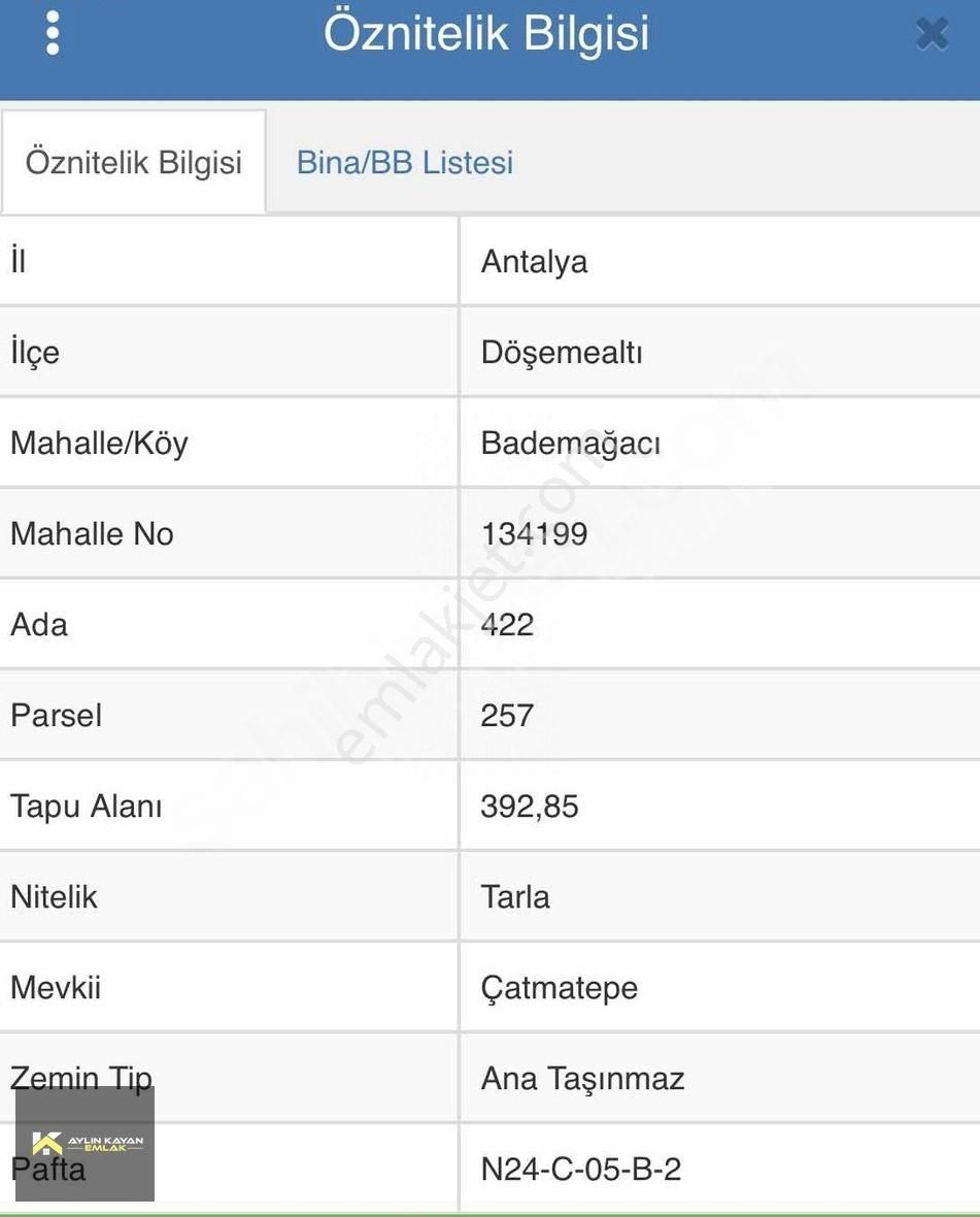 Döşemealtı Bademağacı Satılık Tarla BADEMAĞACINDA ANAYOL DİBİ DAHA UYGUNU YOK 393 m2 TARLA