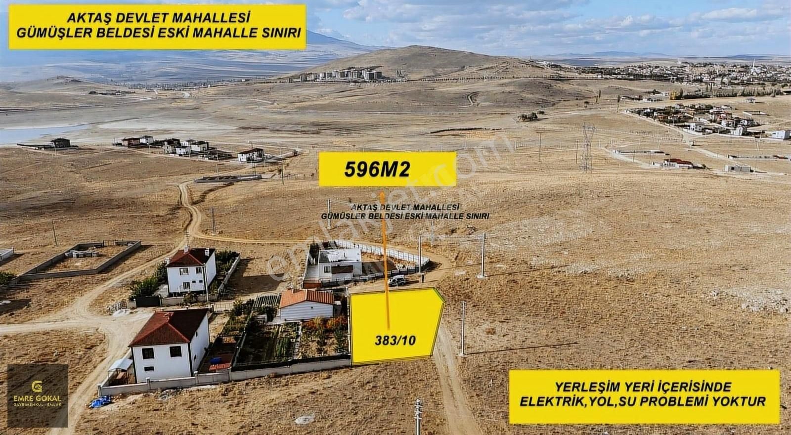 Niğde Merkez Aktaş Bld. (Devlet) Satılık Villa İmarlı E.GÖKAL Aktaş Devlet Mah. Gümüşler Sınırı 596m2 SATILK ARSA